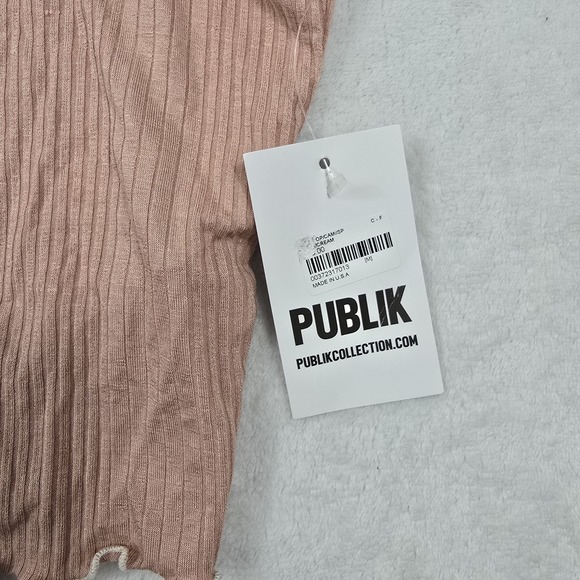 Publik Women's Size Medium Pink Tie Back Crop Top USA Made New - Picture 2 of 7